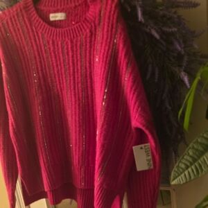 Nine West Fuchsia Sweater with Silver Accents NWT Large